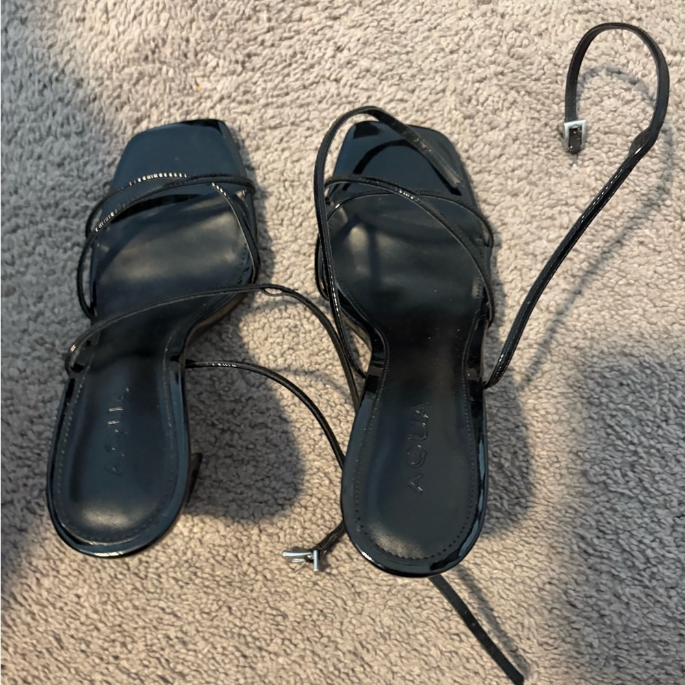 Aqua Black Strappy Heels (L 7.5, R 8)